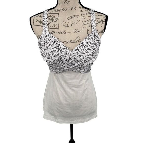 Lululemon Wrap It Up Tank Dottie Dash White Black / White Size 8 - Picture 3 of 10